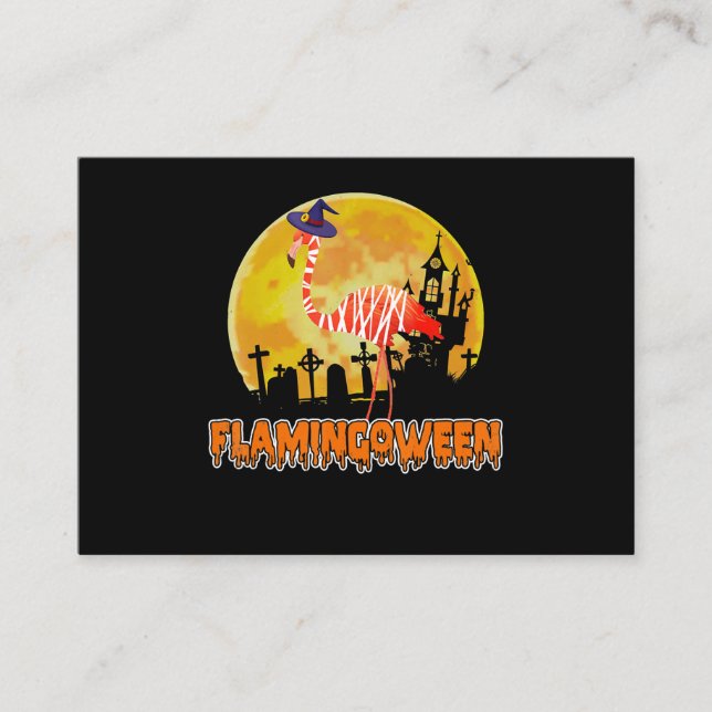 Flamingo | Flamingoween Funny Witch Halloween Enclosure Card (Front)