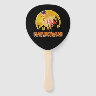 Flamingo Flamingoween Funny Witch Halloween Hand Fan