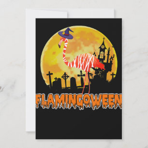 Flamingo Flamingoween Funny Witch Halloween Holiday Card
