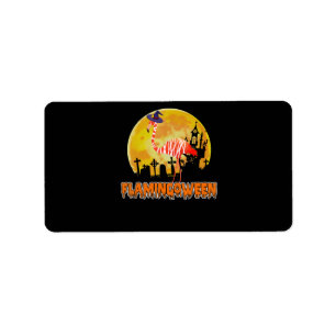 Flamingo Flamingoween Funny Witch Halloween Label