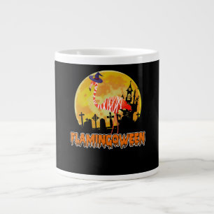 Flamingo Flamingoween Funny Witch Halloween Large Coffee Mug