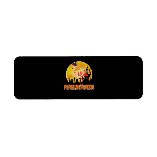 Flamingo | Flamingoween Funny Witch Halloween Return Address Label (Front)