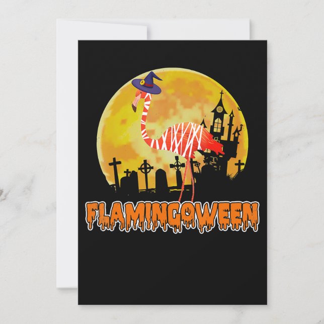 Flamingo | Flamingoween Funny Witch Halloween Save The Date (Front)