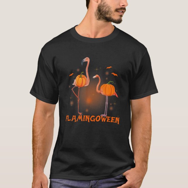 Flamingo Flamingween pumpkin Halloween Costume App T-Shirt (Front)