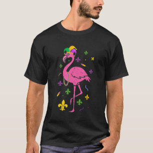 Flamingo Fleur De Lis Nola Mardi Gras Party Parade T-Shirt