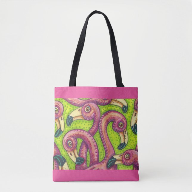 Flamingo Fling Colourful TOTE BAG (Front)