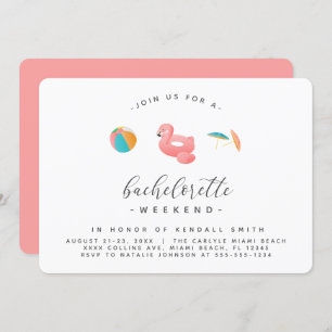 Flamingo Float Pool Party Bachelorette Weekend Invitation