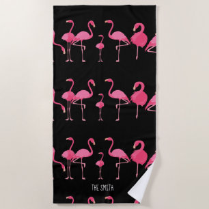 Flamingo flock   beach towel