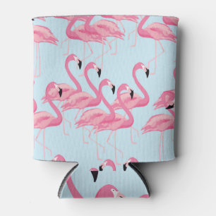 Flamingo Flock: Tropical Vintage Print Can Cooler