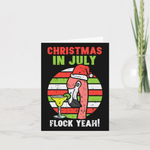 Flamingo Flock Yeah Christmas In July Retro Summer Card