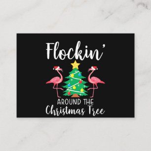 Flamingo   Flockin Around Christmas Tree Flamingo Enclosure Card
