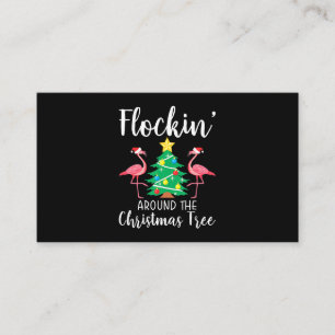 Flamingo   Flockin Around Christmas Tree Flamingo Enclosure Card
