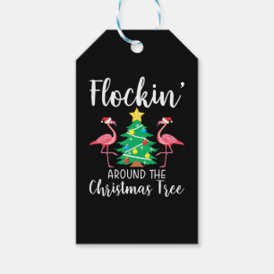 Flamingo Flockin Around Christmas Tree Flamingo Gift Tags