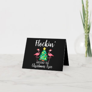 Flamingo Flockin Around Christmas Tree Flamingo Thank You Card