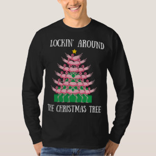 Flamingo Flocking Around The Christmas Tree Lights T-Shirt