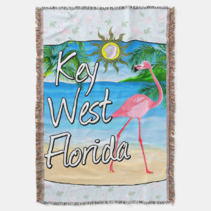 Flamingo Florida Key West Throw Blanket