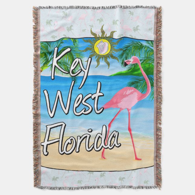 Flamingo Florida Key West Throw Blanket (Front Vertical)