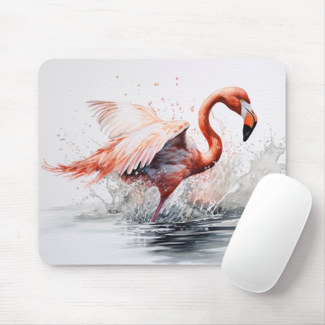 Flamingo Flying Out of Water Mouse Pad (With Mouse)