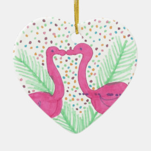 Flamingo Fun Tropical Pattern Ceramic Tree Decoration