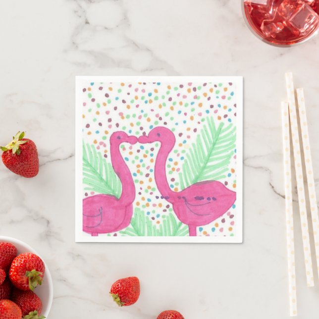 Flamingo Fun Tropical Pattern Napkin (Insitu)