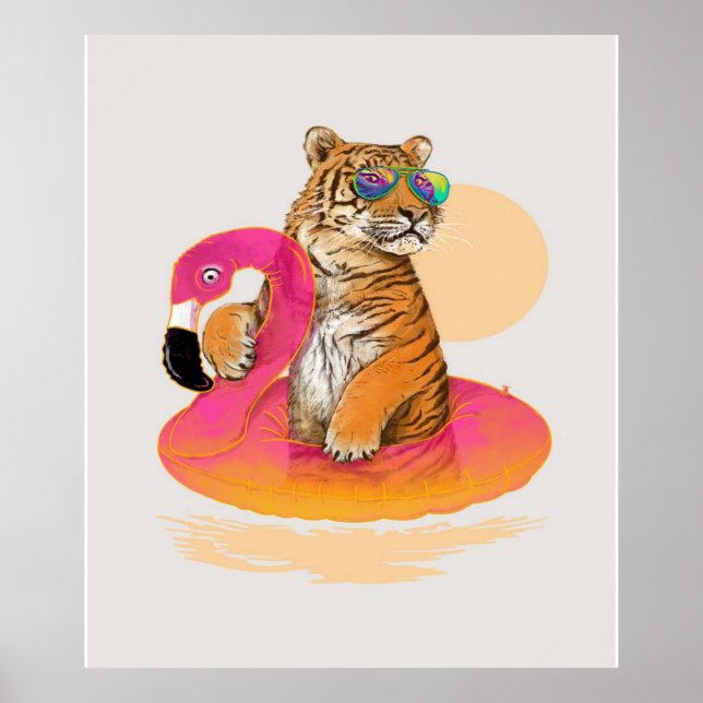 Flamingo | Funny Chillin Flamingo Tiger Friends Poster (Front)