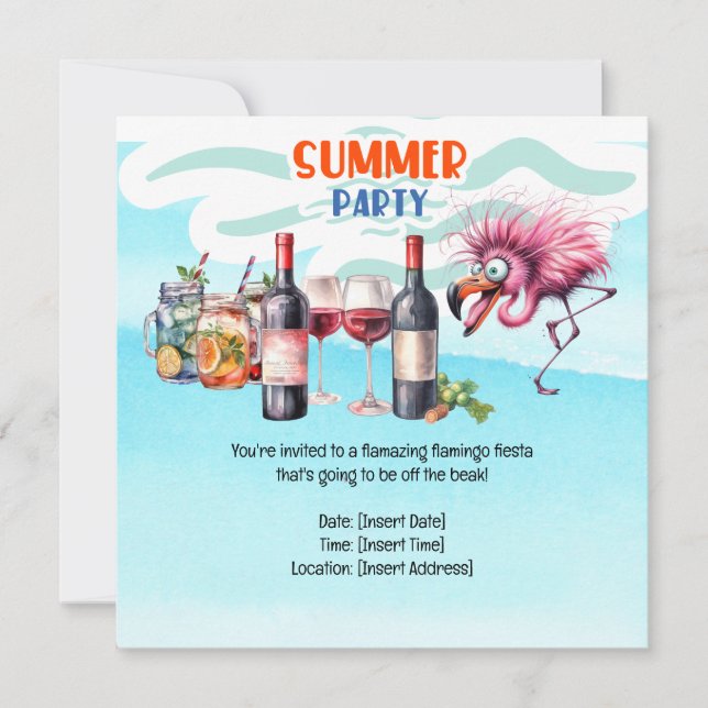 Flamingo Funny Design for party Save The Date (Front)