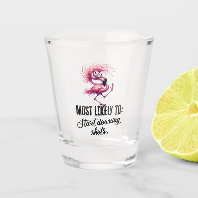 Flamingo Funny Face for Party  Shot Glass (Front)
