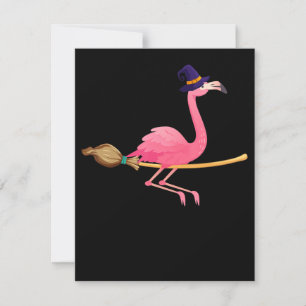 Flamingo Funny Flamingo Witch Halloween Invitation