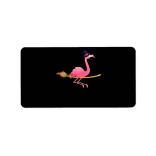 Flamingo Funny Flamingo Witch Halloween Label