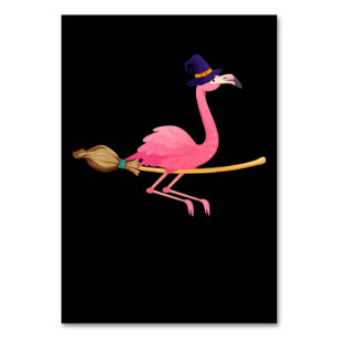 Flamingo Funny Flamingo Witch Halloween Table Number