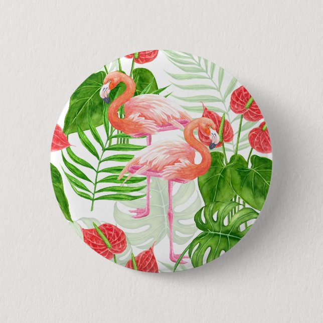 Flamingo garden 6 cm round badge (Front)