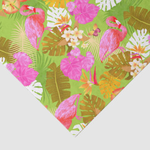 Flamingo Garden Bright Green Tissue Paper