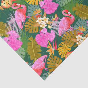 Flamingo Garden Dark Green Tissue Paper