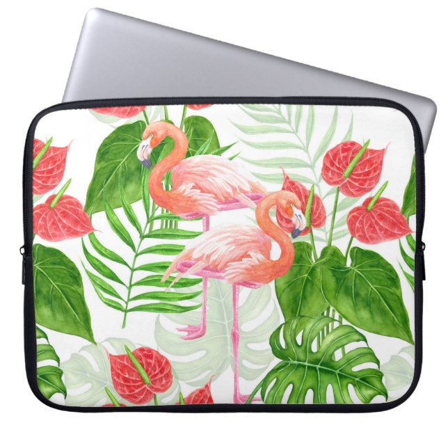 Flamingo garden laptop sleeve (Front)