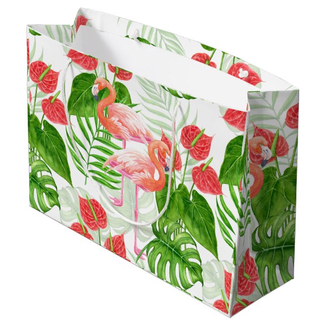 Flamingo garden large gift bag (Back Angled)