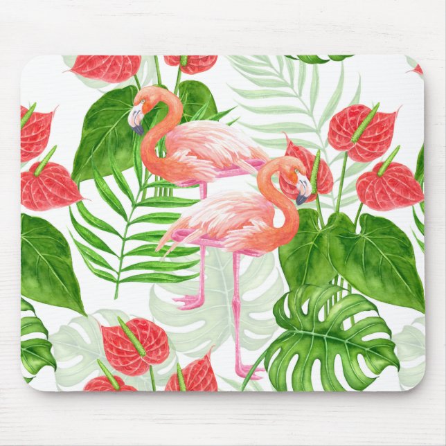 Flamingo garden mouse pad (Front)