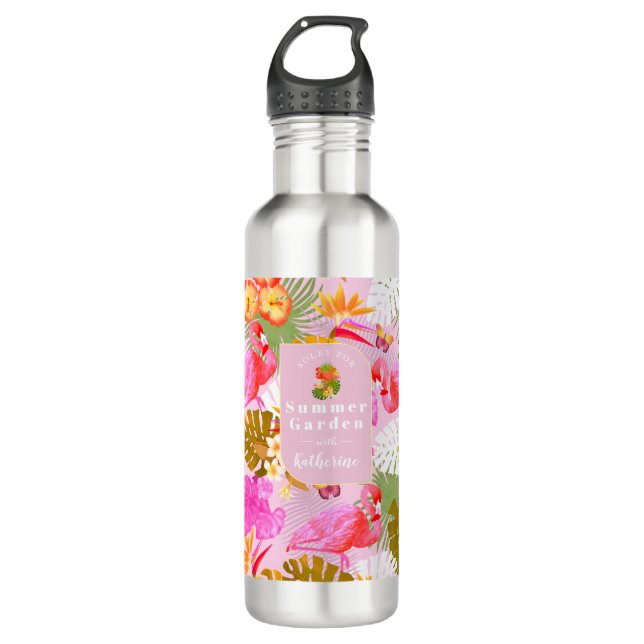 Flamingo Garden Pink 710 Ml Water Bottle (Front)