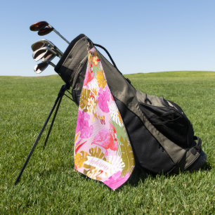 Flamingo Garden Pink Golf Towel