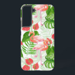 Flamingo garden samsung galaxy case<br><div class="desc">Watercolor pattern design with flamingo flowers and birds,  monstera and palm leaves.</div>