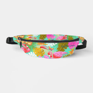 Flamingo Garden Teal Bum Bags