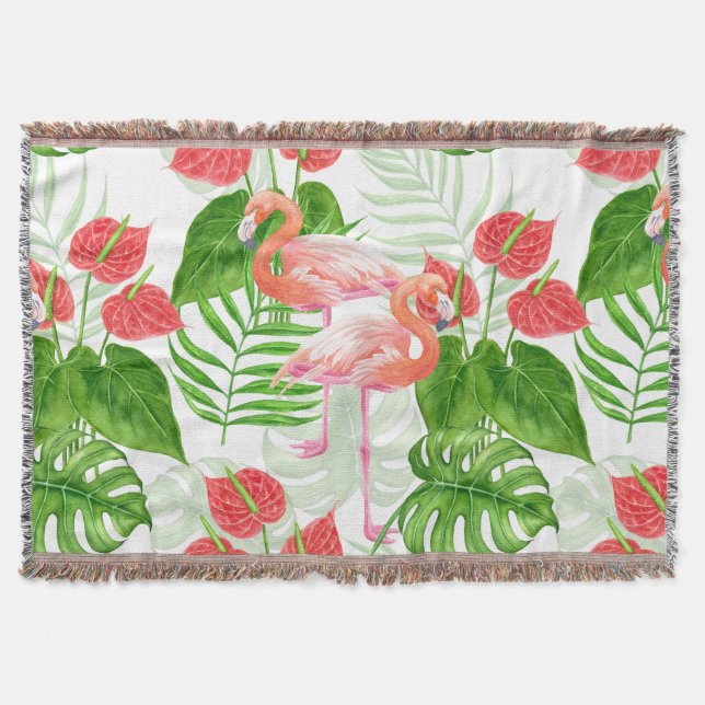 Flamingo garden throw blanket (Front)