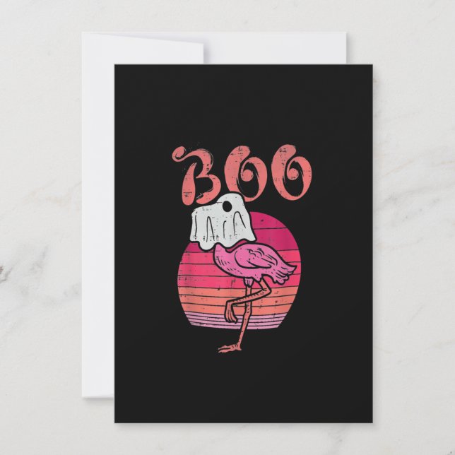 Flamingo Ghost Boo Pink Sunset Retro Halloween Bir Invitation (Front)