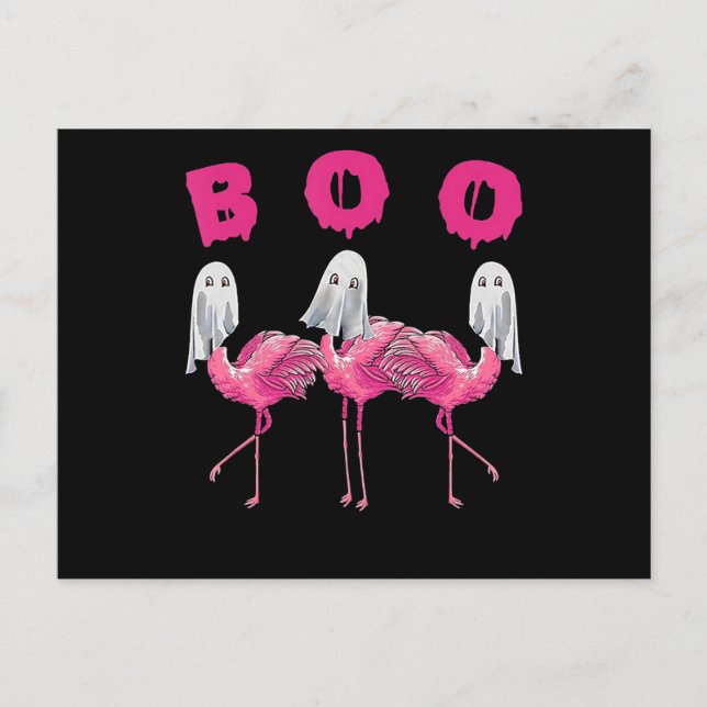 Flamingo | Ghost Flamingo Boo Halloween Costume Invitation Postcard (Front)