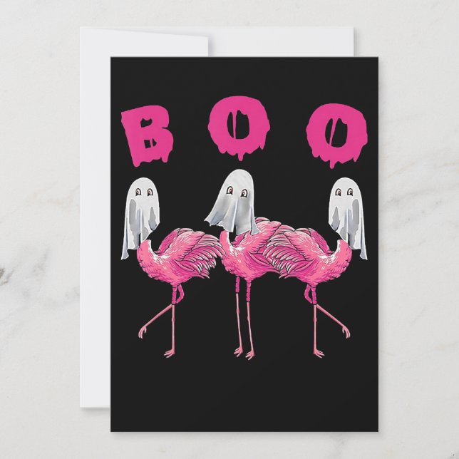 Flamingo | Ghost Flamingo Boo Halloween Costume Thank You Card (Front)