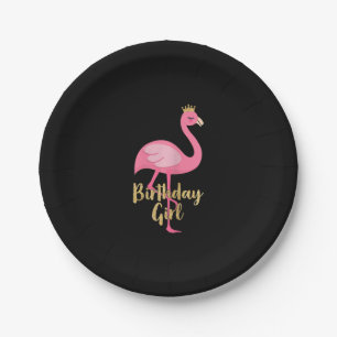 Flamingo Girl Birthday Costume Gifts Paper Plate
