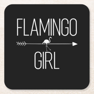 Flamingo Girl Gift For Women Bird Animal Wading Square Paper Coaster