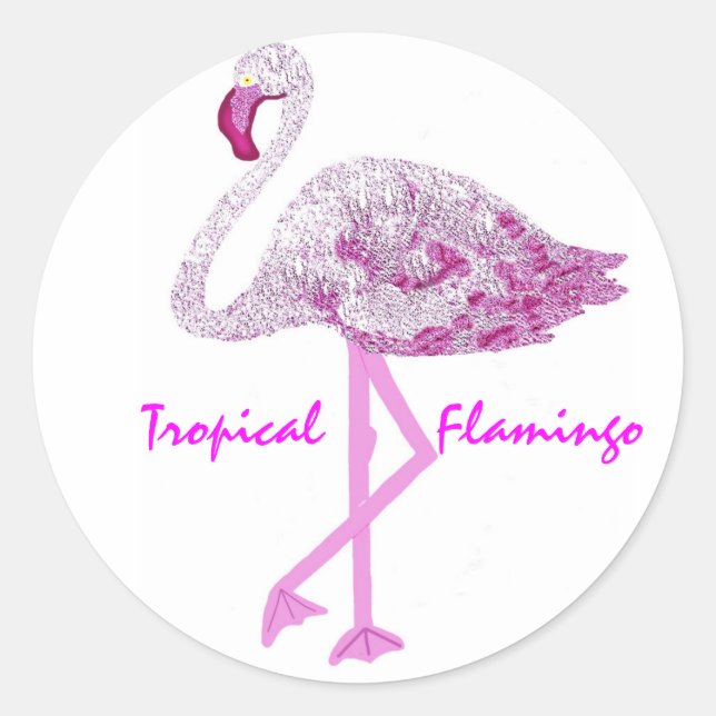Flamingo Glory Classic Round Sticker (Front)
