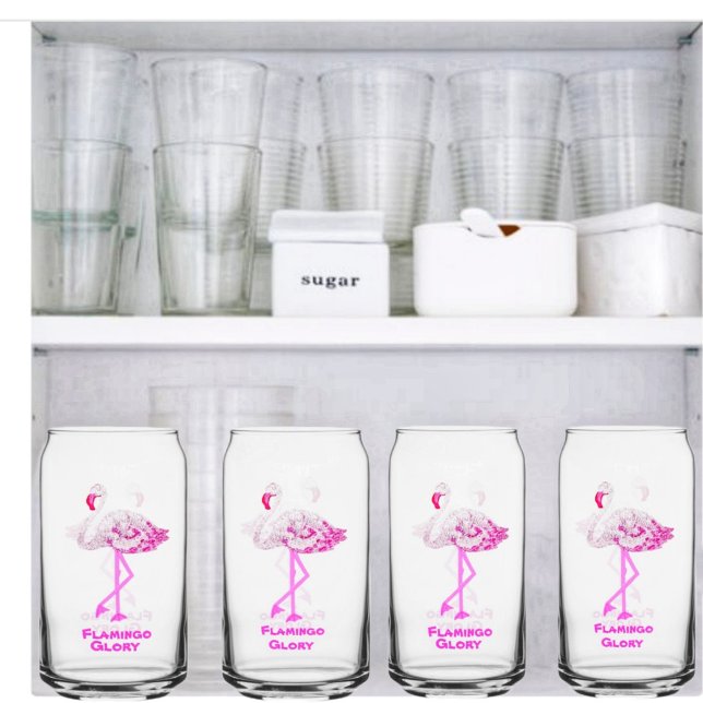 Flamingo Glory Drinkware Set Can Glass (These Flamingo Glory Can drinking glasses, make the perfect gift, for traveling friends!)