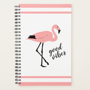 Flamingo Good Vibes Pink Black Cute Planner
