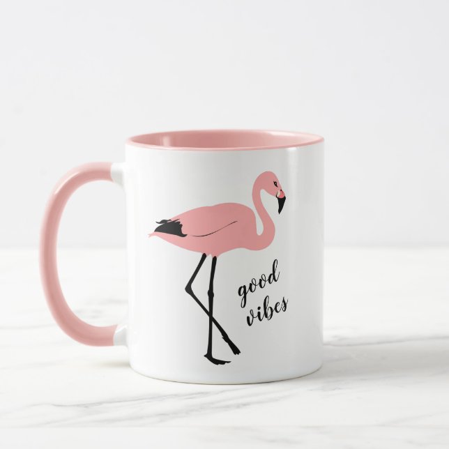 Flamingo Good Vibes Pink Black Mug (Left)
